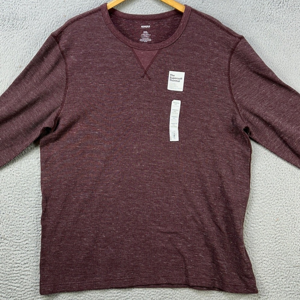Sonoma Sweatshirt Crewneck Mens 2xl Maroon Supersoft Thermal Knit Sweater New — image 3 of 8